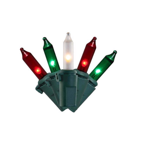 Luces navideñas de serie LED T5 clásicas Celebrations rojo/verde/blanco puro, 100 unidades, 24,75 pies.