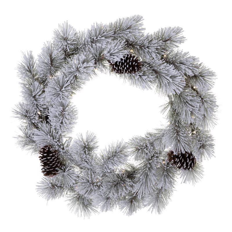 Celebrations Home 30 in. D LED Prelit Multicolored Snowy Scotch Pine Wreath (Pack of 4)
