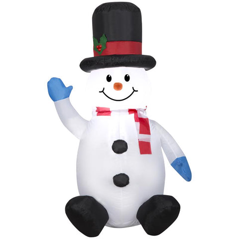 Muñeco de nieve inflable navideño Gemmy con sombrero de copa alto, 48 pulg.