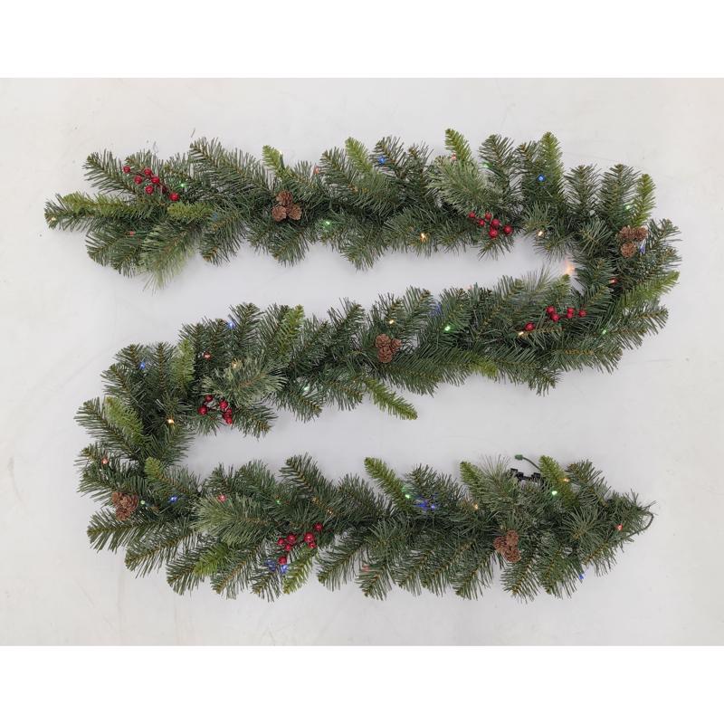 Celebrations 12 in. D X 9 ft. L LED Prelit Multicolored/Warm White Mixed Pine Battery Operated Garla (Pack of 4)
