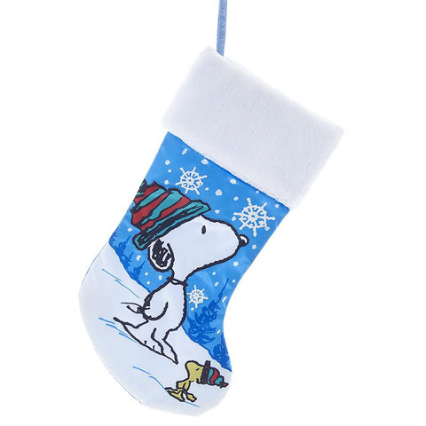 Kurt S. Adler Blue Snoopy with Woodstock Christmas Stocking (Pack of 12)
