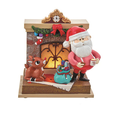 Kurt S. Adler Rudolph and Santa Musical Fireplace Table Decor 7 in. (Pack of 6)