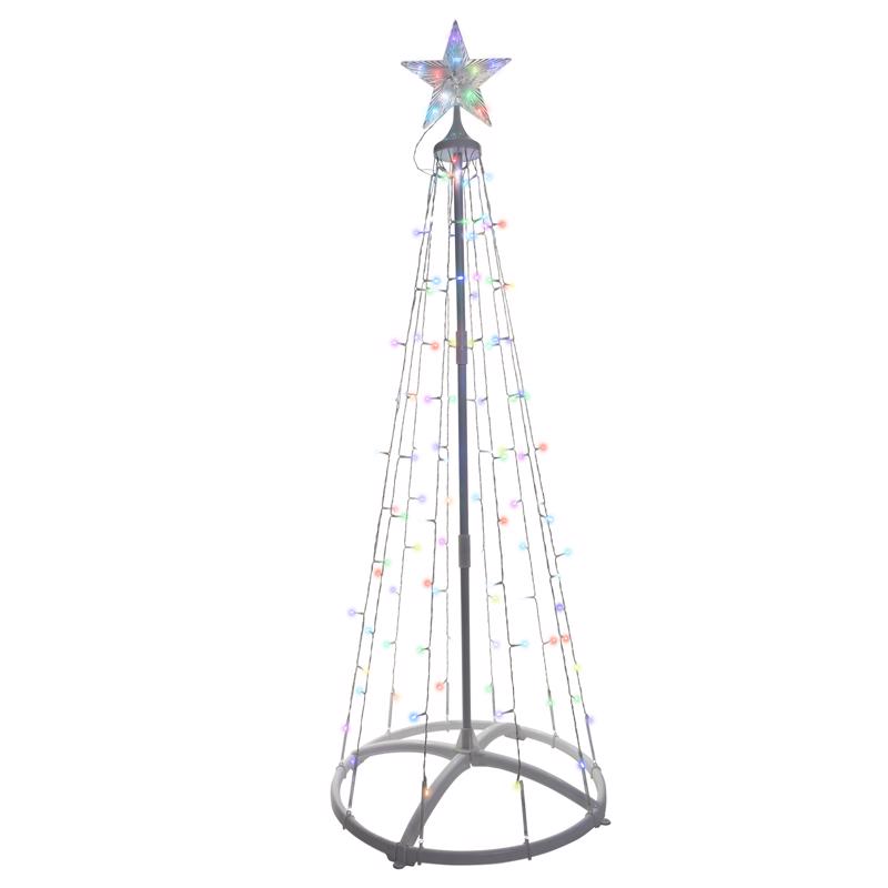 Celebrations Platinum Brilliant LED RGBW Straight Frame Tree 4 ft. Yard Decor