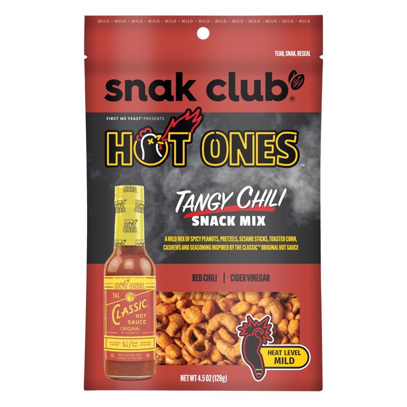 Snak Club Hot Ones Cider Vinegar/Red Chili Snack Mix 4.5 oz Bagged (Pack of 6)