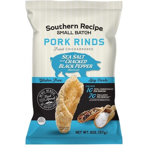 Rudolph Pork Rind Sea Salt and Cracked Pepper Snack 2 oz Bagged (Pack of 6)