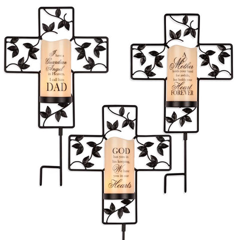 Gerson Cross with Resin Candle Yard Stake 1 pk (Pack of 6)