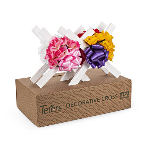 Teters Cross with Bouquet Cemetery Grave Decor Wood 1 pk (Pack of 8)