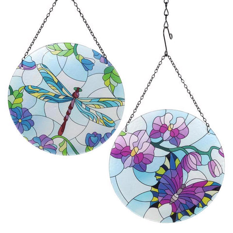 Exhart Decoración de exterior surtida de libélula o mariposa de vidrio/metal, 16 pulg. de alto (paquete de 6)