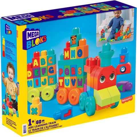 Set de construcción de tren de aprendizaje ABC Mattel Mega Bloks multicolor de 60 piezas