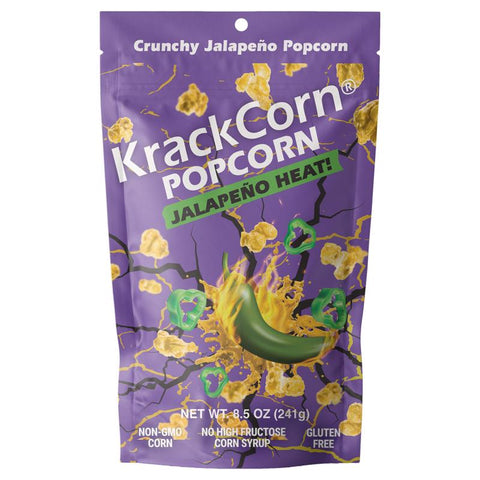 KrackCorn Jalapeno Heat Popcorn 8.5 oz Bagged (Pack of 6)
