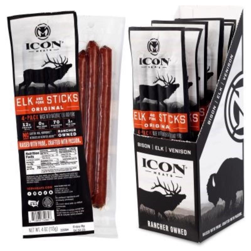 ICON Meats Elk & Pork Original Sticks 4 oz Pouch (Pack of 6)