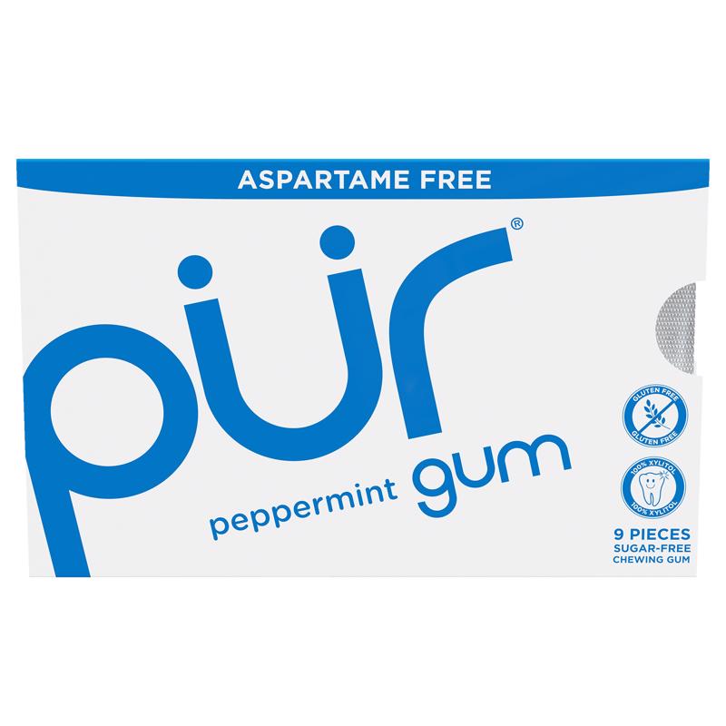 PUR Sugar Free Peppermint Chewing Gum 1 pk 9 pc (Pack of 12)