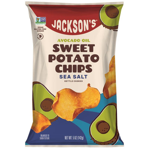 Papas fritas en bolsa Jackson's cocidas en paila con sal marina, 5 oz (paquete de 12)