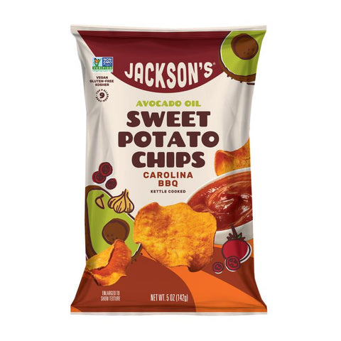 Jackson's Carolina BBQ Kettle Cooked Potato Chips 5 oz Bagged (Pack of 12)