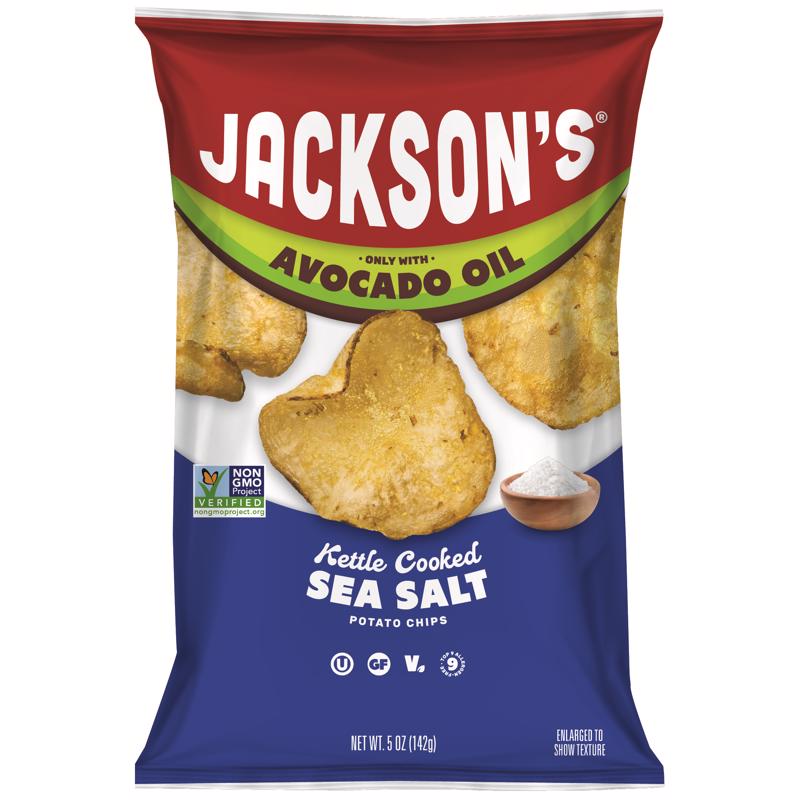 Papas fritas clásicas Jackson cocidas en paila con sal marina, bolsa de 5 oz (paquete de 12)