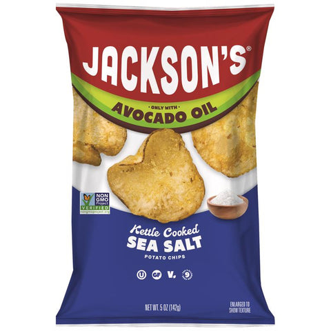 Papas fritas clásicas Jackson cocidas en paila con sal marina, bolsa de 5 oz (paquete de 12)