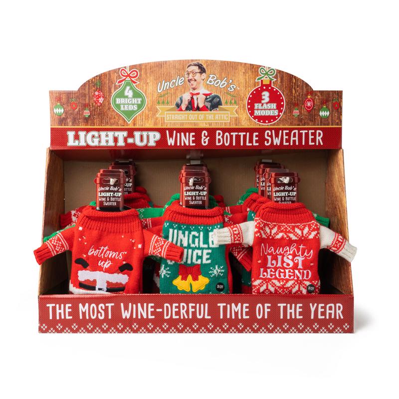 Uncle Bob's Light-Up Wine & Bottle Sweater 1 pk (Pack of 24)