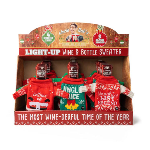 Uncle Bob's Light-Up Wine & Bottle Sweater 1 pk (Pack of 24)