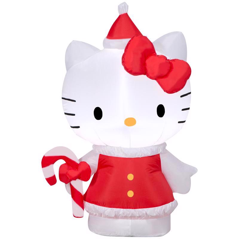 Inflable de 4 pies Hello Kitty con LED soplado con aire, Hello Kitty con vestido festivo