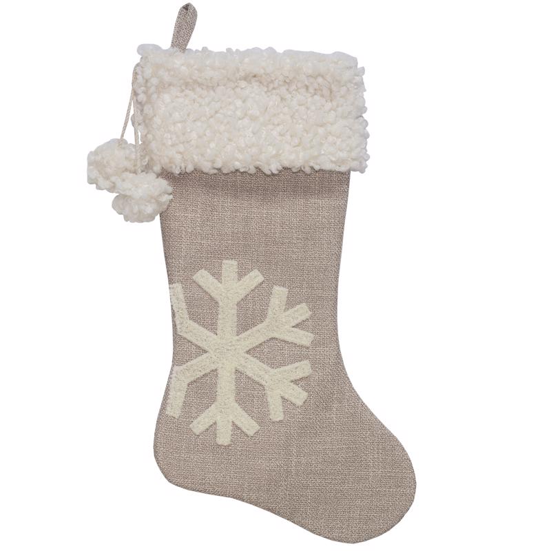 Dyno Gray/White Snowflake Christmas Stocking 20 in. (Pack of 12)
