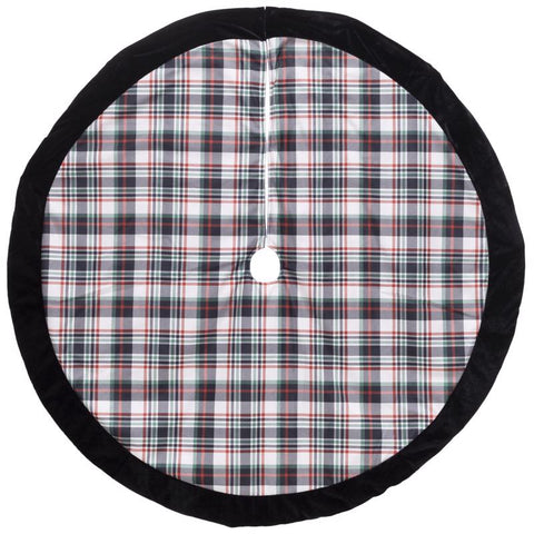 Dyno Cream/Black Plaid Print Tree Skirt (Pack of 4)