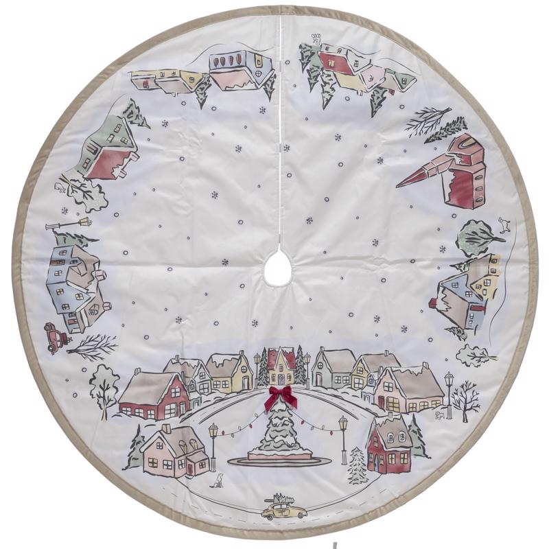 Dyno White/Warm Gray Tree Village Tree Skirt (Pack of 4)