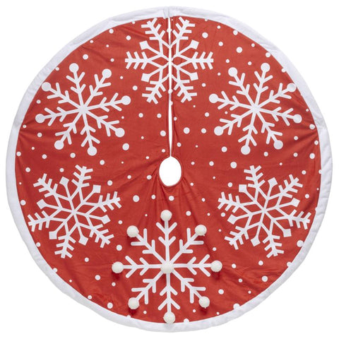 Dyno Red/White Large Snowflake Printed Tree Skirt (Pack of 4)