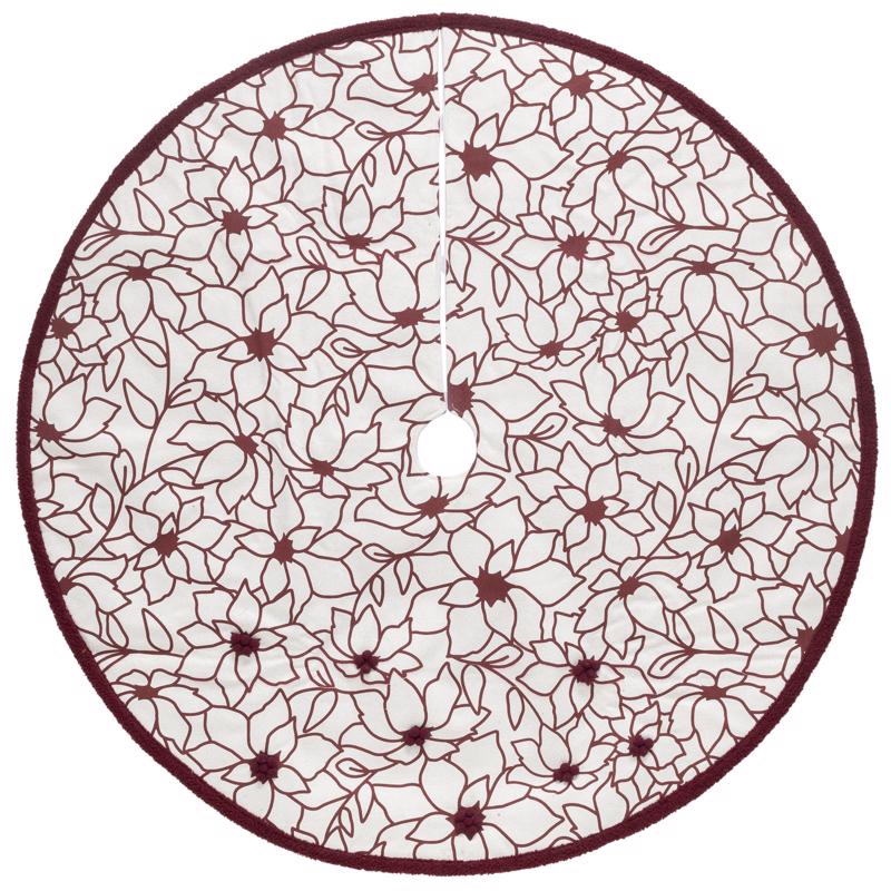 Dyno Ivory/Red Poinsettia Tree Skirt (Pack of 4)