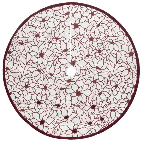 Dyno Ivory/Red Poinsettia Tree Skirt (Pack of 4)