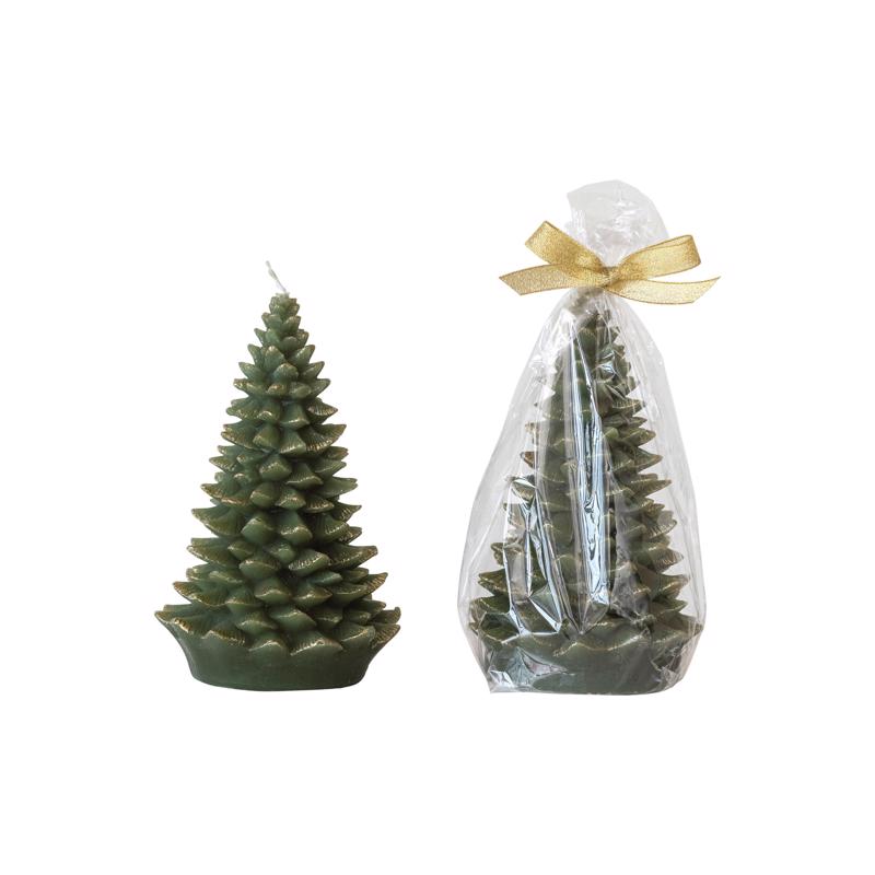 Creative Co-Op Green Unscented Tree Shaped Candle (Pack of 3)