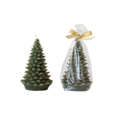 Creative Co-Op Green Unscented Tree Shaped Candle (Pack of 3)