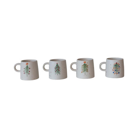 Creative Co-Op Multicolored Christmas Tree Mug 4 in. (Pack of 4)