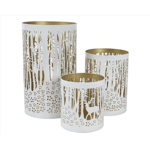 Decoris White/Gold Lantern 8 in. (Pack of 6)