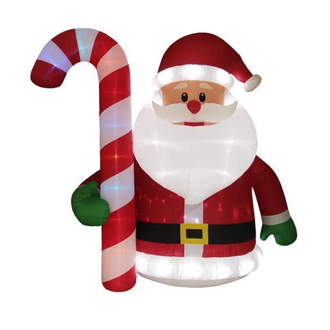 Celebrations Inflable LED Blanco de Papá Noel con Bastón de Azúcar de 12 pies
