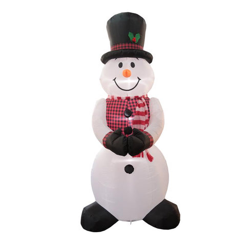 Muñeco de nieve inflable de 8 pies Celebrations LED blanco con chaleco