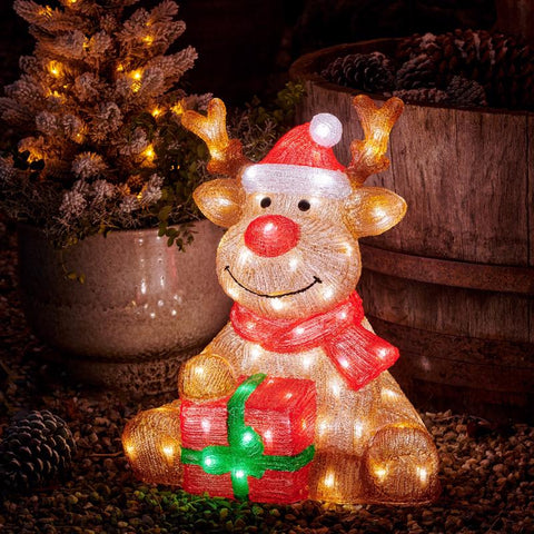 Lumineo LED Cool White Reindeer 18 in. Yard Decor