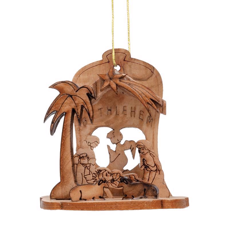 Holy Land Olive Wood Natural 3D Nativity Ornaments 3 in. (Pack of 20)