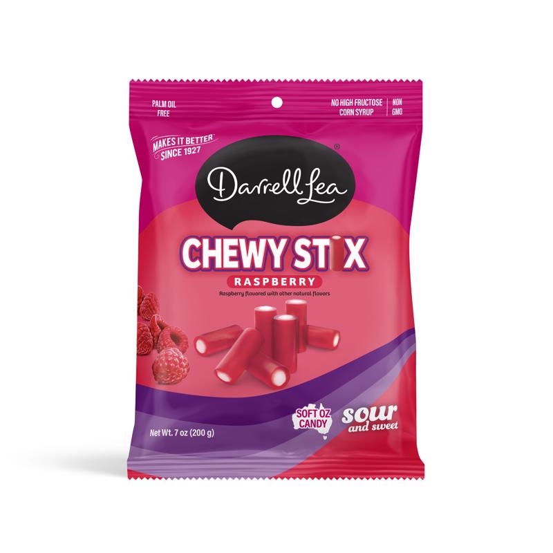 Darrell Lea Chewy Stix Raspberry Licorice Sour Bites 7 oz