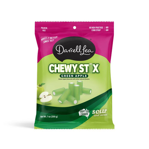 Darrell Lea Chewy Stix Green Apple Licorice Sour Bites 7 oz (Pack of 8)