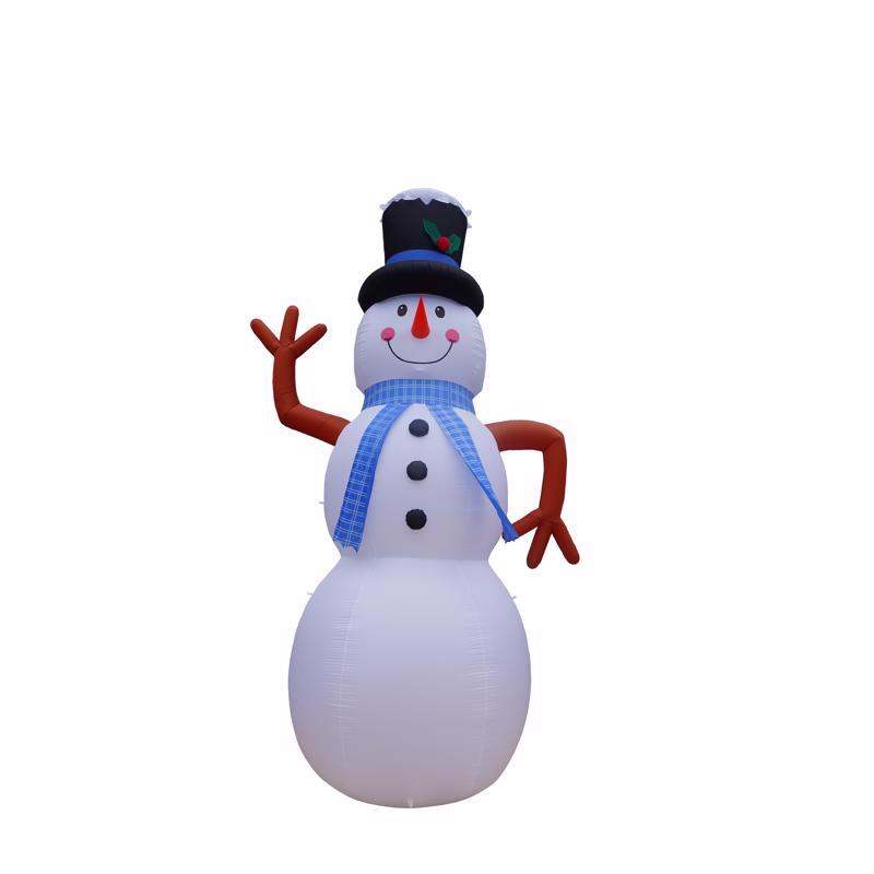 Muñeco de nieve inflable LED con bufanda azul de 20 pies de A Holiday Company