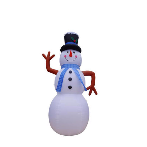 Muñeco de nieve inflable LED con bufanda azul de 20 pies de A Holiday Company