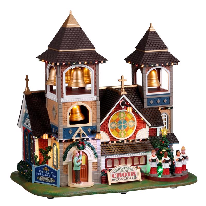 Lemax Multicolored Chimes Church Christmas Village (Pack of 4)