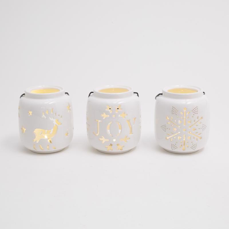 Gerson White Lighted Holiday Design Lantern 5 in. (Pack of 12)