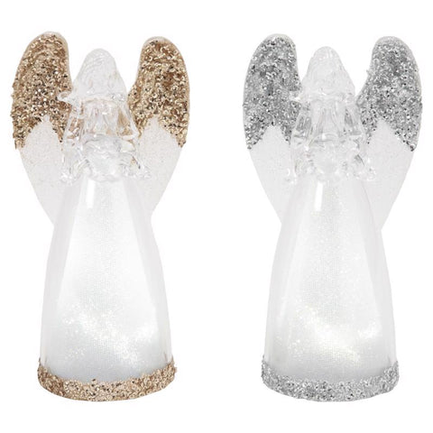 Gerson Gold/Silver Lighted Spinning Water Globe Angel Table Decor 7 in. (Pack of 6)