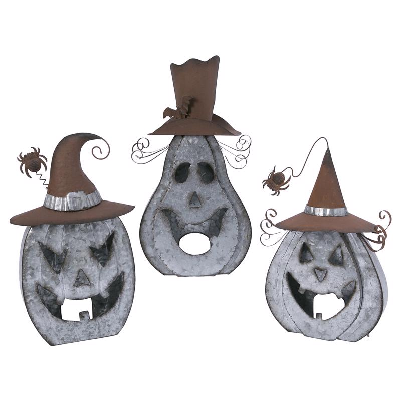 Gerson 18 in. Halloween Pumpkin Luminary Halloween Decor (Pack of 3)