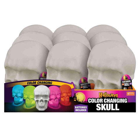 Magic Seasons Multicolored 5.25 in. LED Color Changing Skull Halloween Decor (Pack of 9)