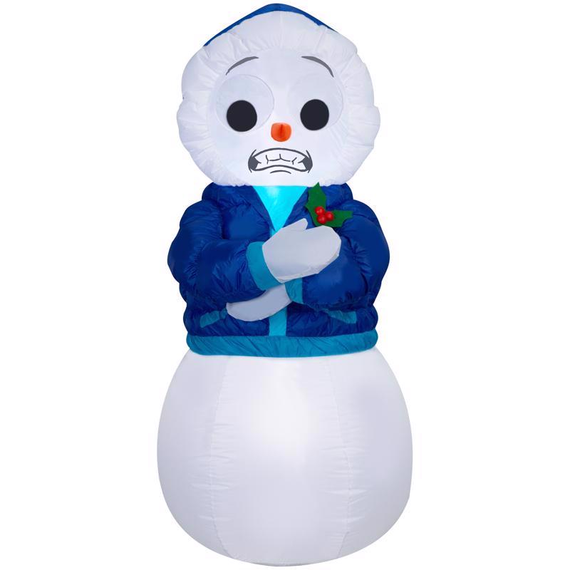 Muñeco de nieve inflable Gemmy de 6 pies, animado con LED y efecto de temblor mediante aire soplado