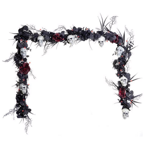 Celebrations Red 50 ct 9 ft. LED Skull Garland Halloween Decor