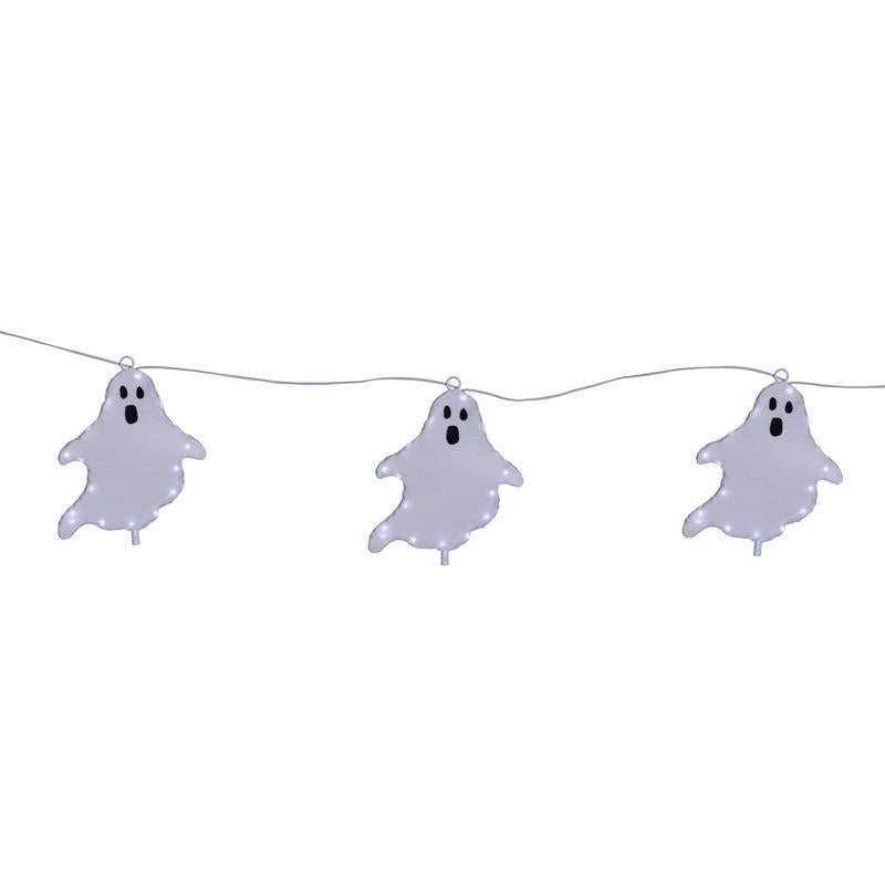 Celebrations Halloween White 16 in. LED 3 Ghost with stake Halloween Decor (Pack of 15)