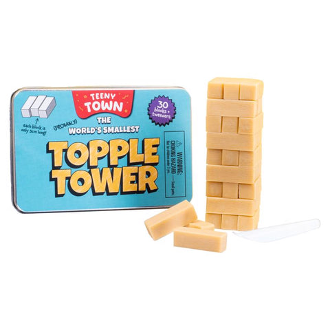 Fizz Teeny Town Topple Tower Puzzle Blocks Brown 30 pc